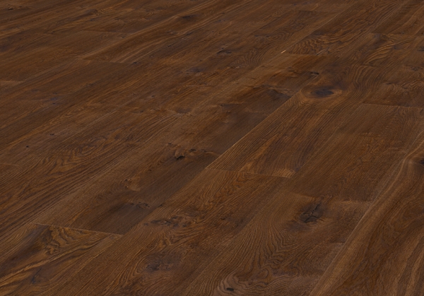 Landhausdiele Eiche Parkett Offenbach XL Breitdiele Darkbrown Astig handgehobelt dunkel geräuchert g